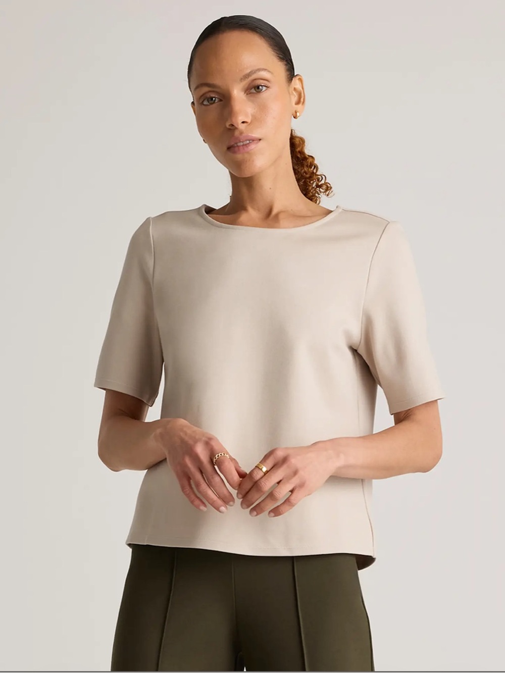 Quince Ultra Stretch Ponte Short Sleeve Top